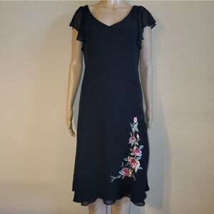 S.L fashions Black Floral Embroidered Dress